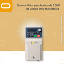 Sistema Solar Híbrido para bomba AC de 0.5HP de voltaje 110V Monofásico