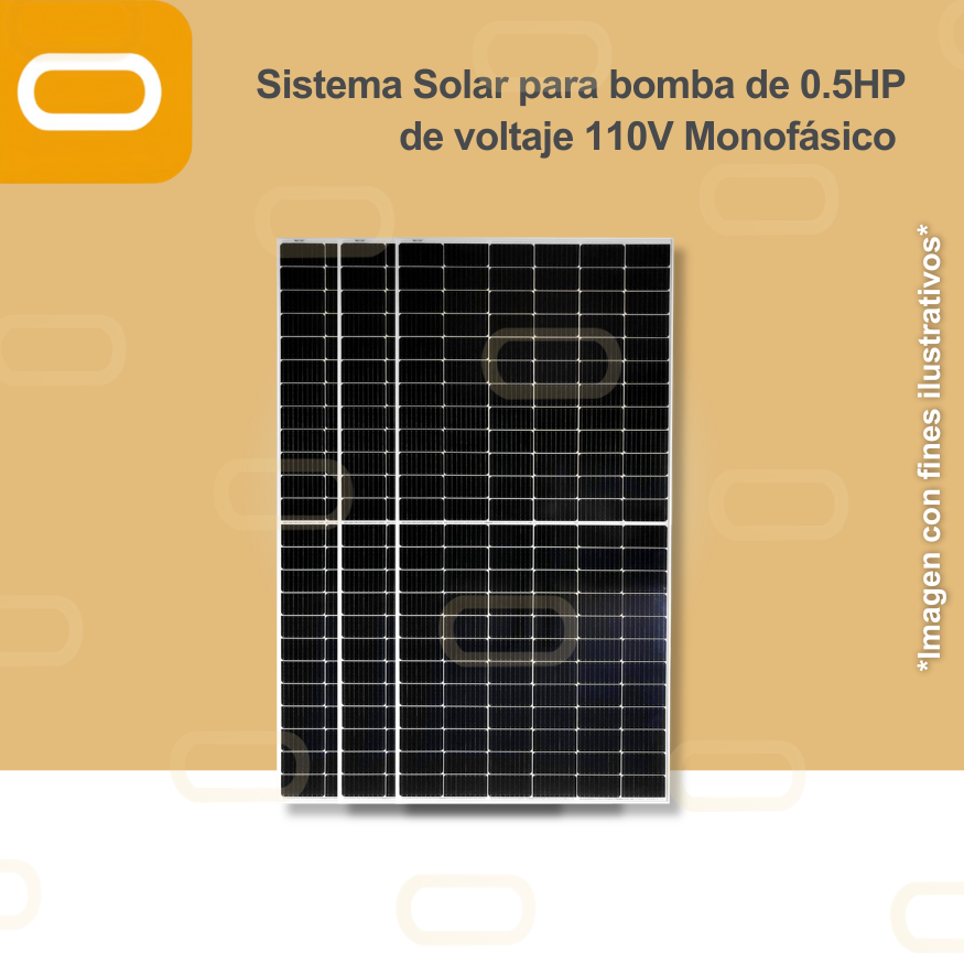 Sistema Solar Híbrido para bomba AC de 0.5HP de voltaje 110V Monofásico