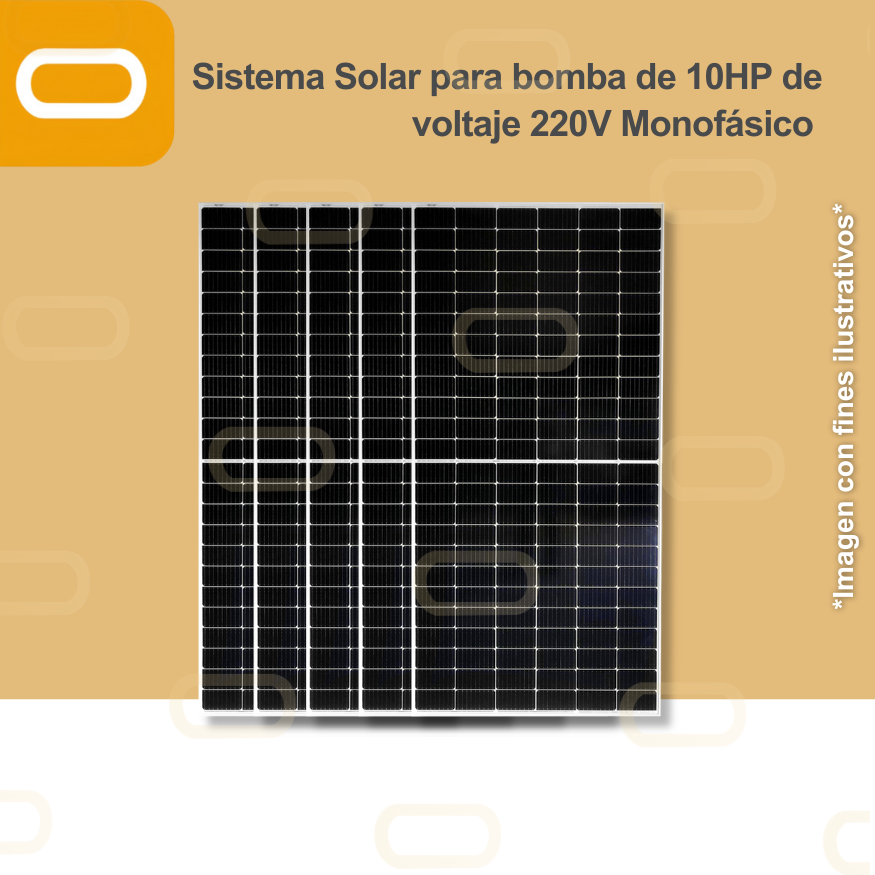 Sistema Solar Híbrido para bomba AC de 10HP de voltaje 220V Monofásico