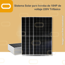 Sistema Solar Híbrido para bomba AC de 10HP de voltaje 220V Trifásico