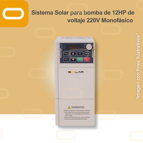 Sistema Solar Híbrido para bomba AC de 12HP de voltaje 220V Monofásico