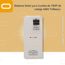 Sistema Solar Híbrido para bomba AC de 15HP de voltaje 440V Trifásico