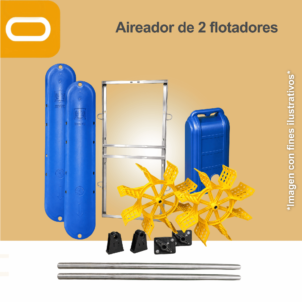 Aireador Solar para Piscicultura de 2 flotadores