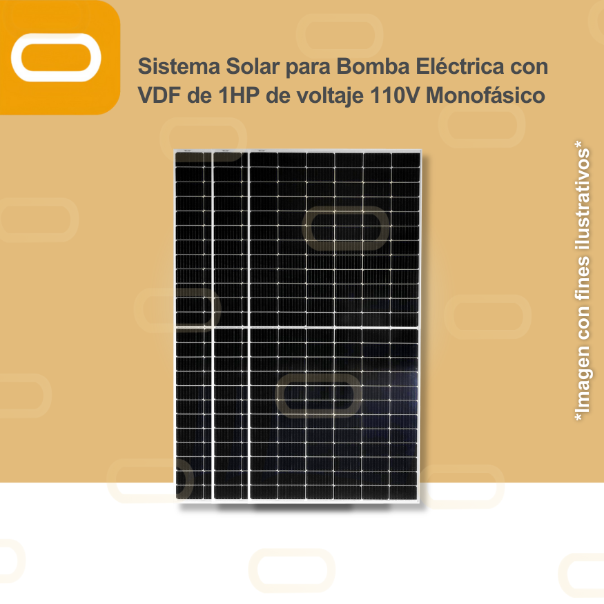 Sistema Solar para Bomba Eléctrica con VDF de 1HP de voltaje 110V Monofásico