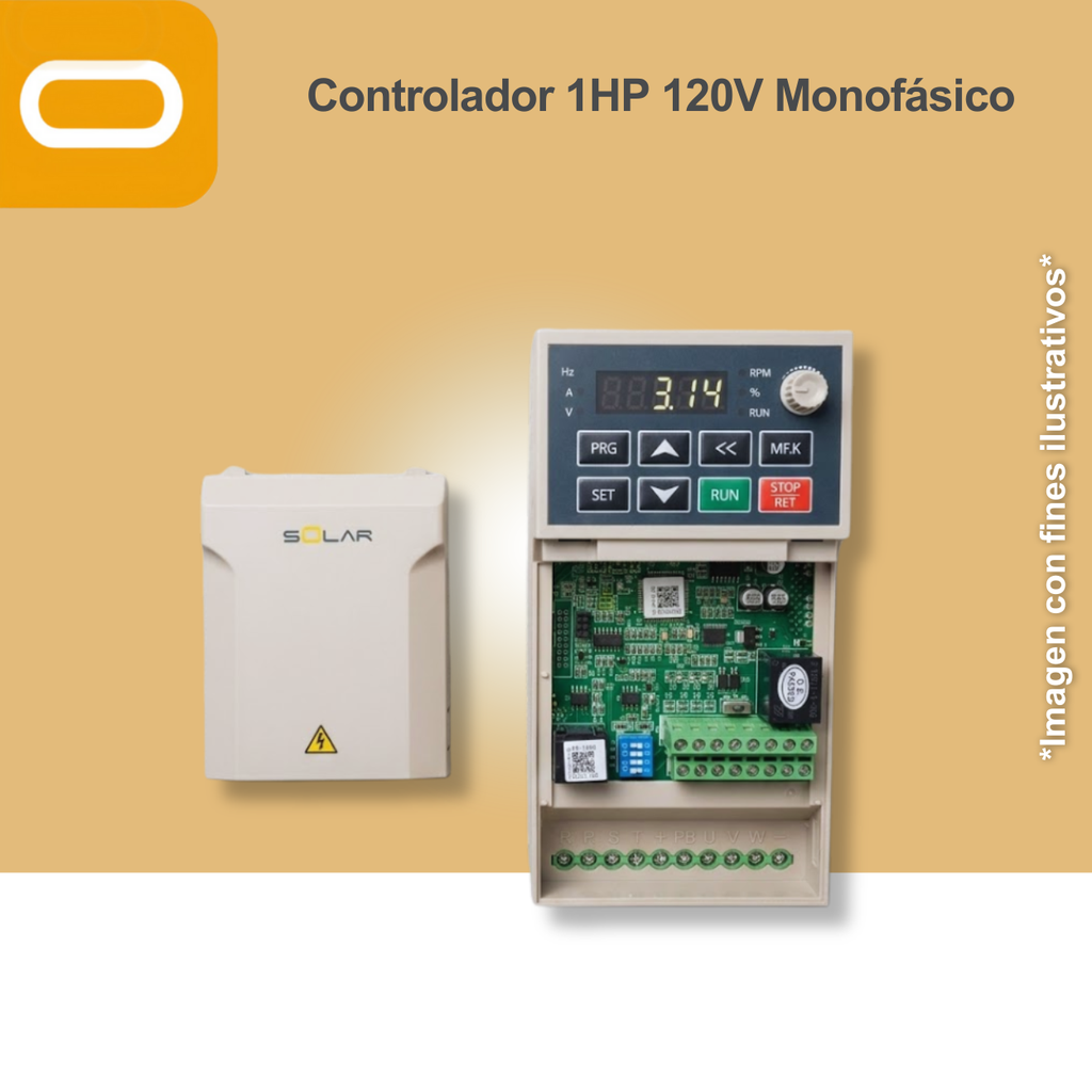 Controlador Solar para bomba de 1HP de voltaje 110V Monofásico