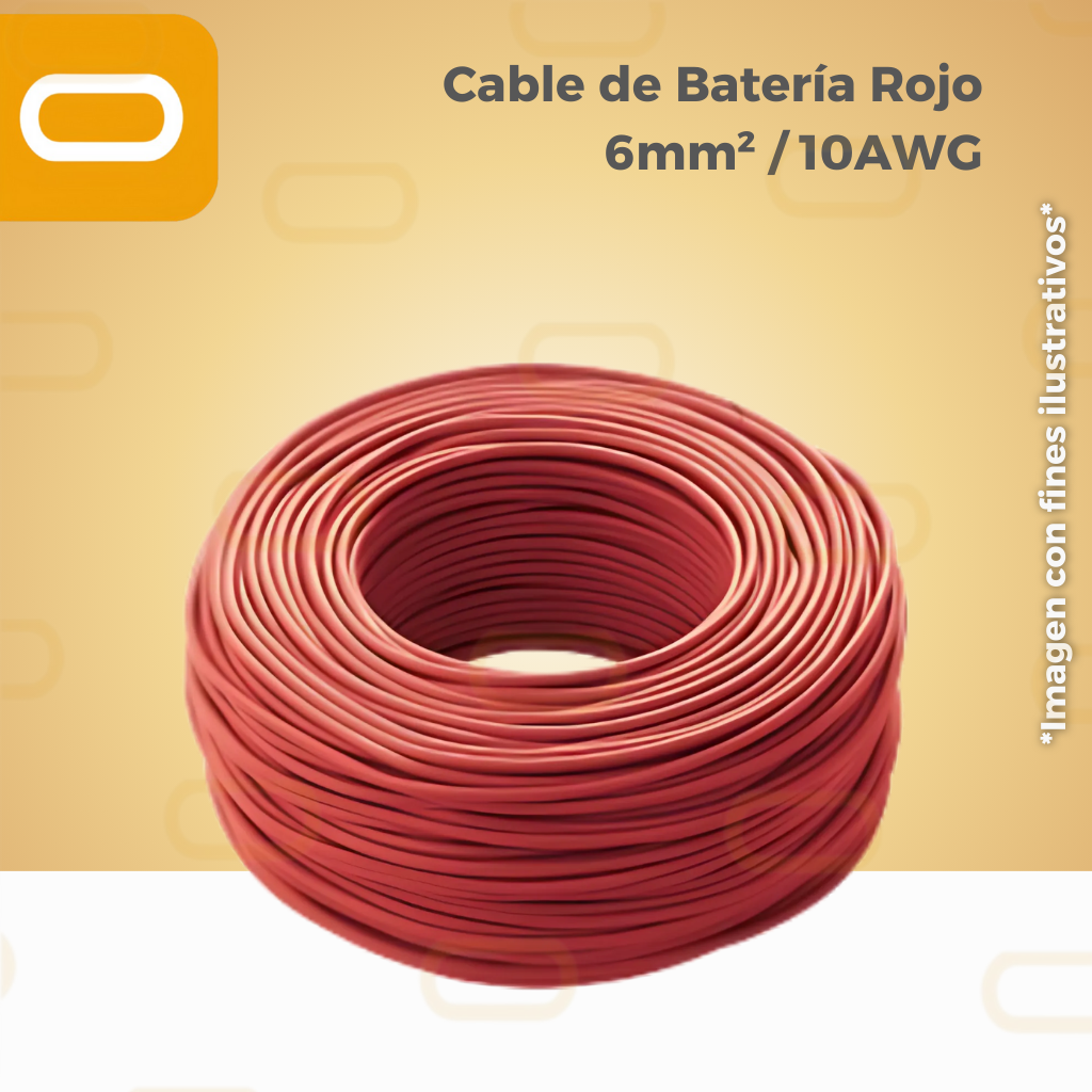 Cable de Batería Rojo 6mm² / 10AWG