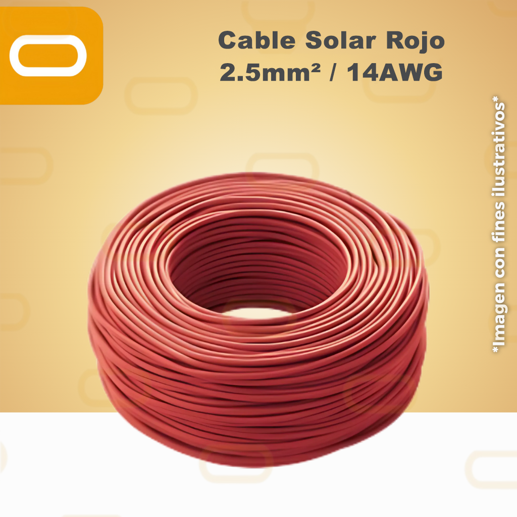Cable Solar Rojo 2.5mm² / 14AWG