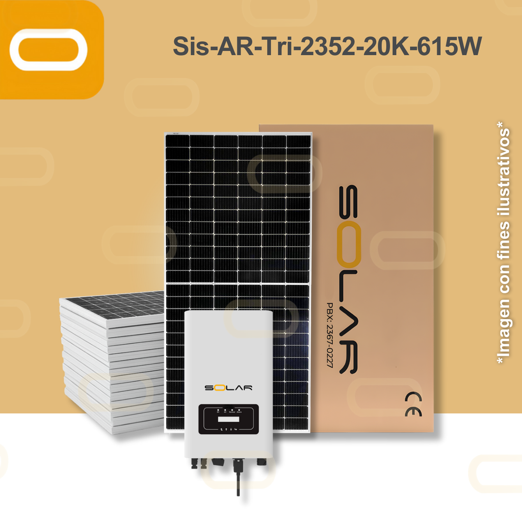 Sistema atado a la red Trifásico 2352 kWh al mes / 20K-615W