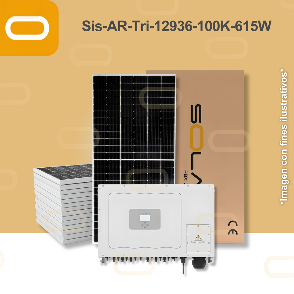 Sistema atado a la red Trifásico 12936 kWh al mes / 100K-615W
