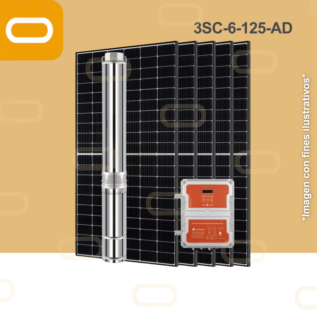 Sistema Bomba Solar Sumergible 3SC-6-125-AD-450W