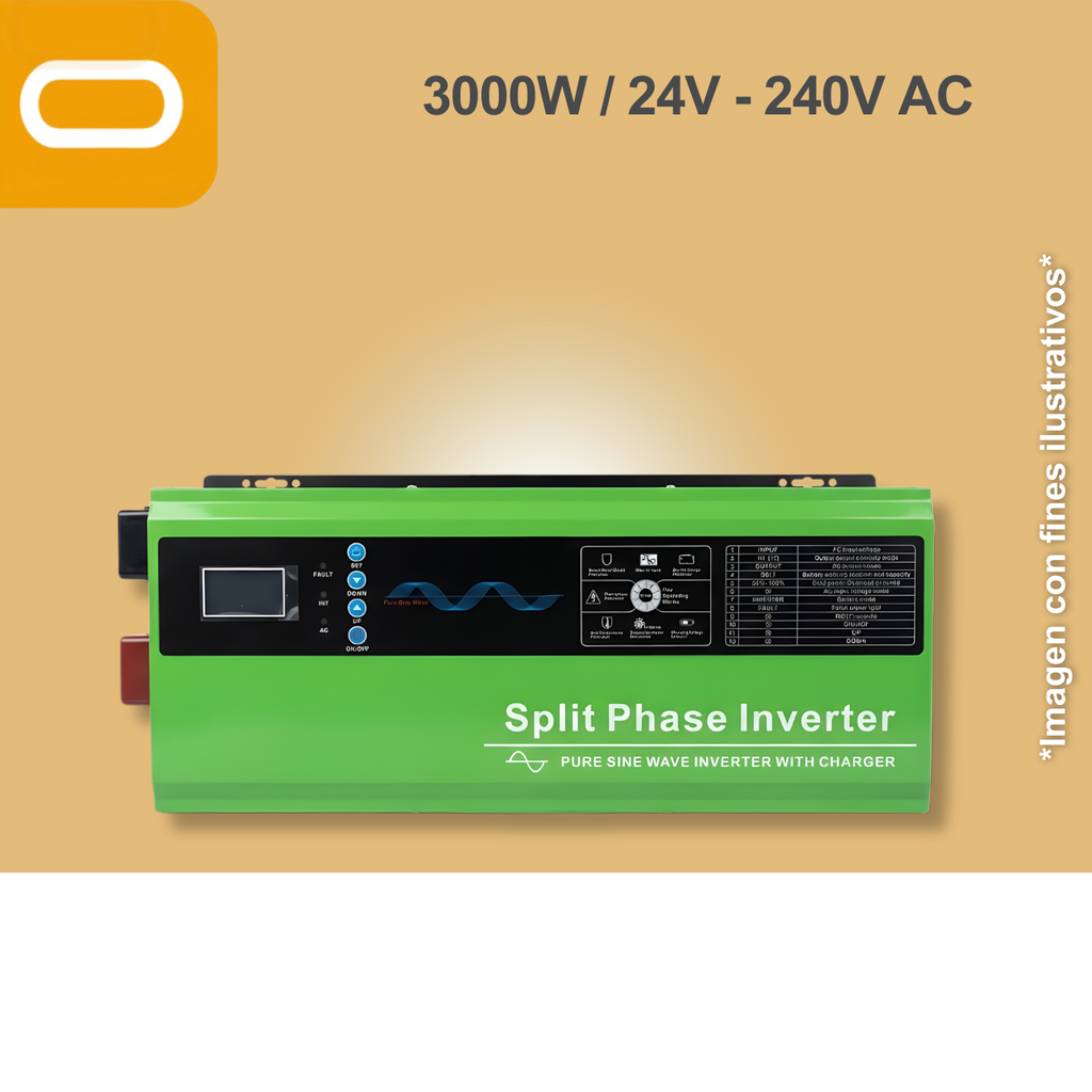 Inversor Cargador Solar 3000W 24V DC Salida 240V AC