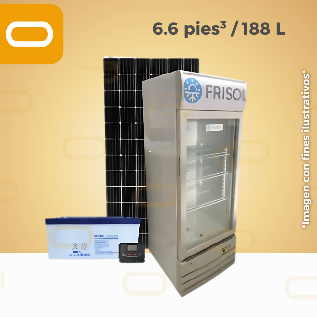 Sistema SOLAR Refrigerador 6.6 pies³ / 188 Litros