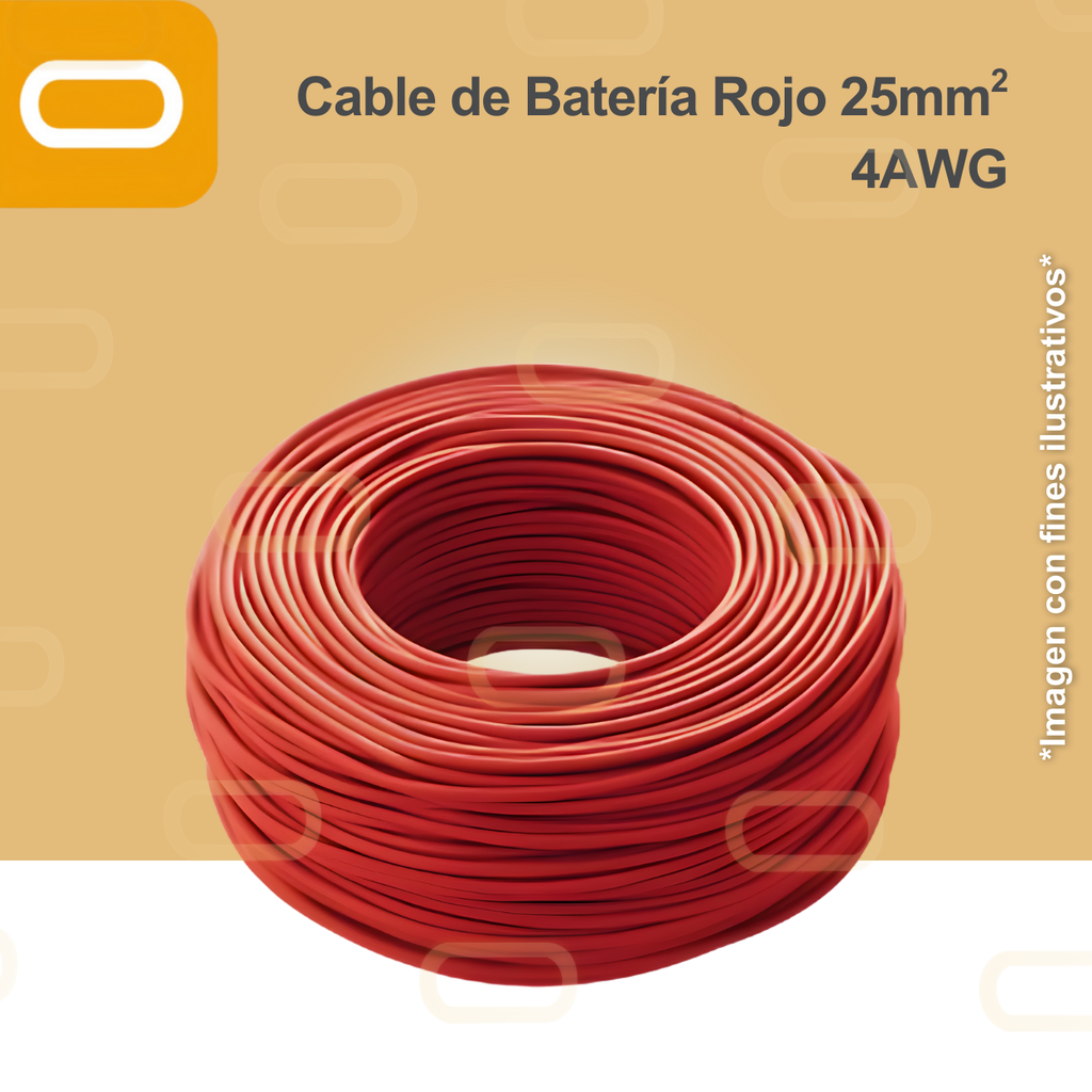 Cable de Batería Rojo 25mm² / 4AWG