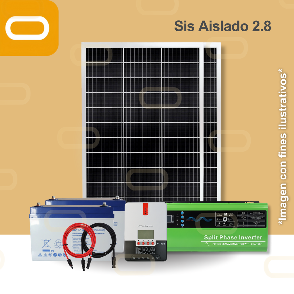Sistema Aislado 2.8 kWh al día 330W Salida 240V AC