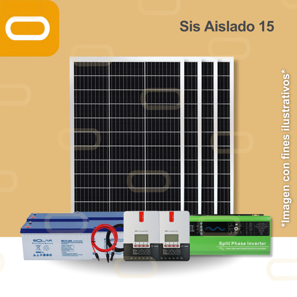 Sistema Aislado 15 kWh al día 615W Salida 240V AC