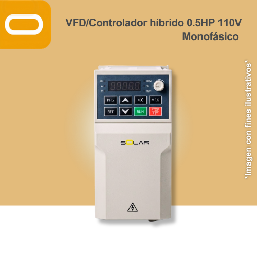 Variador de Frecuencia  / Controlador Híbrido para bomba AC de 0.5HP de voltaje 110V Monofásico