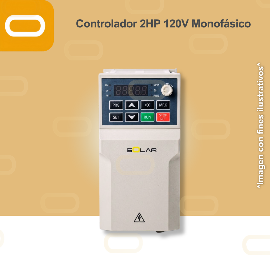 Controlador Solar para bomba de 2HP de voltaje 120V Monofásico