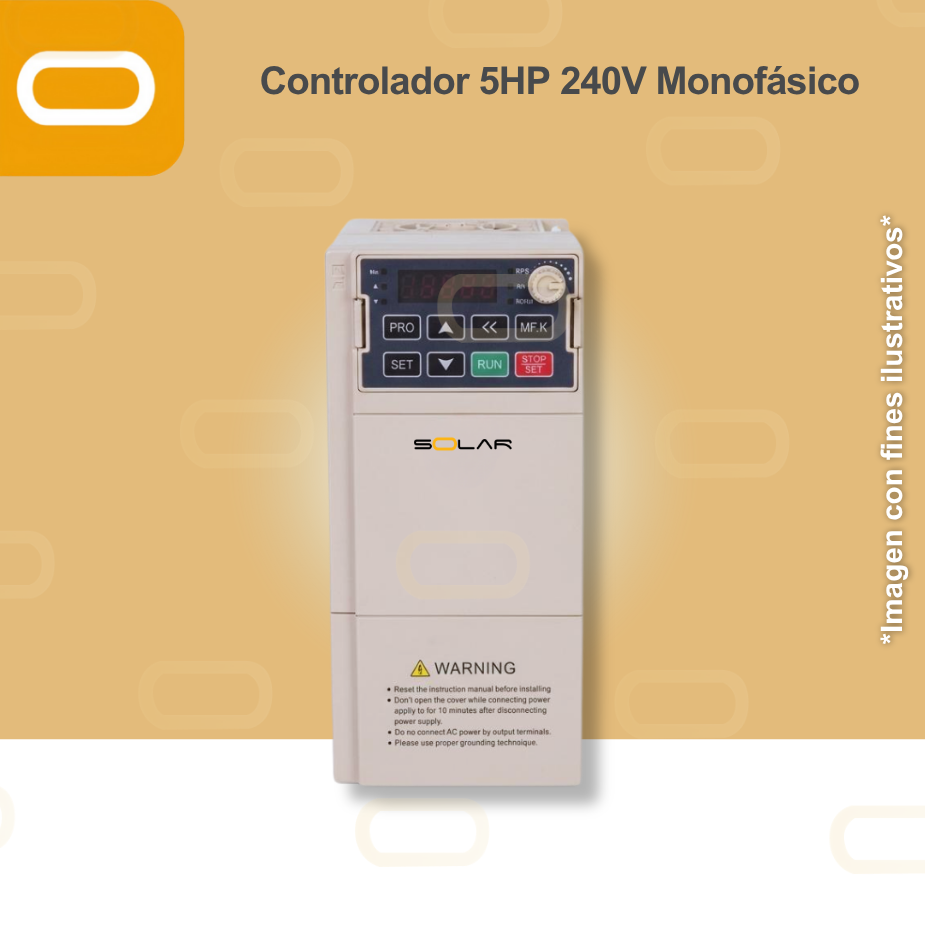 Controlador Solar para bomba de 5HP de voltaje 240V Monofásico