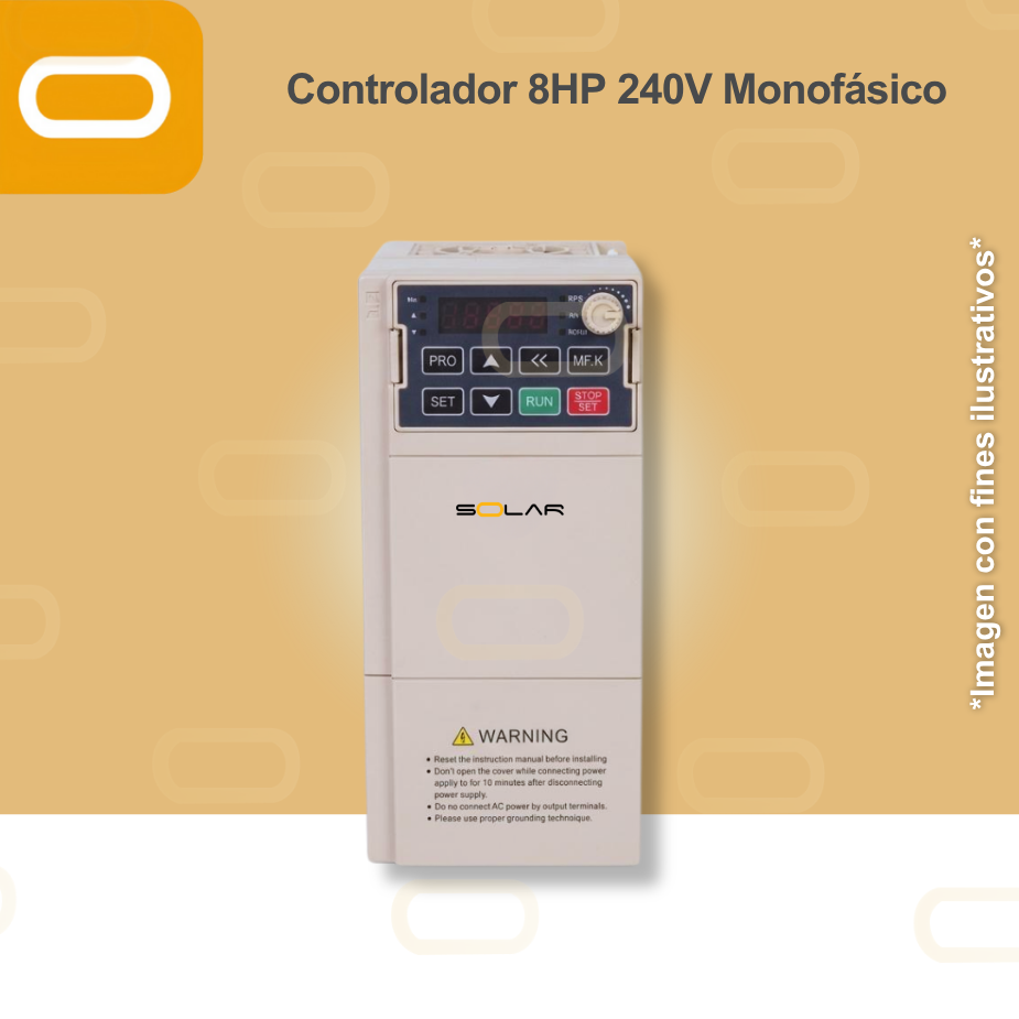 Controlador Solar para bomba de 8HP de voltaje 240V Monofásico