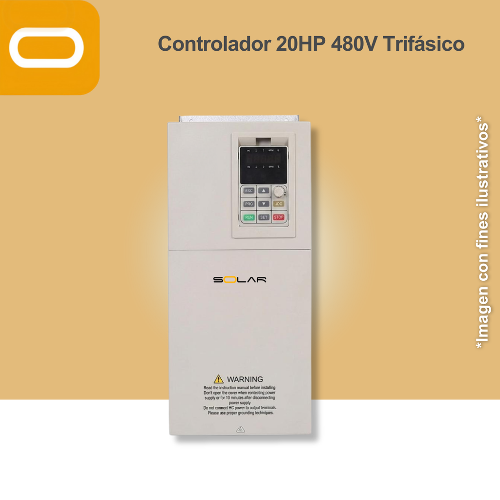 Controlador Solar para bomba de 20HP de voltaje 480V Trifásico