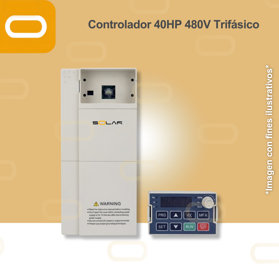 Controlador Solar para bomba de 40HP de voltaje 480V Trifásico