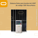 Sistema Solar para bomba de 0.5HP de voltaje 120V Monofásico