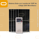 Sistema Solar Híbrido para bomba AC de 12HP de voltaje 220V Monofásico