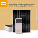 Sistema Solar para Bomba Eléctrica con VDF de 20HP de voltaje 220V Trifásico
