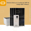 Sistema Solar Híbrido para bomba AC de 15HP de voltaje 440V Trifásico