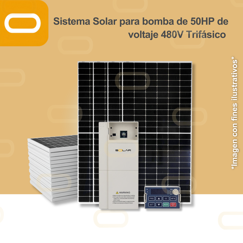 Sistema Solar Híbrido para bomba AC de 49HP de voltaje 440V Trifásico
