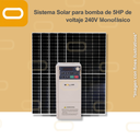 Sistema Solar para bomba de 5HP de voltaje 240V Monofásico
