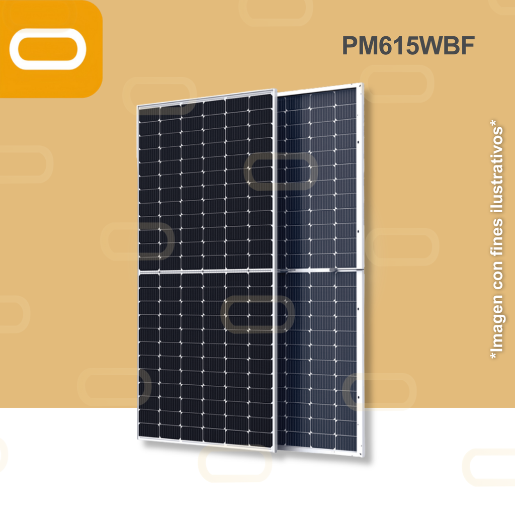 Panel Solar 615W Bifacial Monocristalino - Half Cell (con caja)