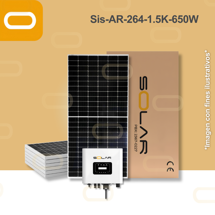 Sistema atado a la red 264 kWh al mes / 1.5K - 650W