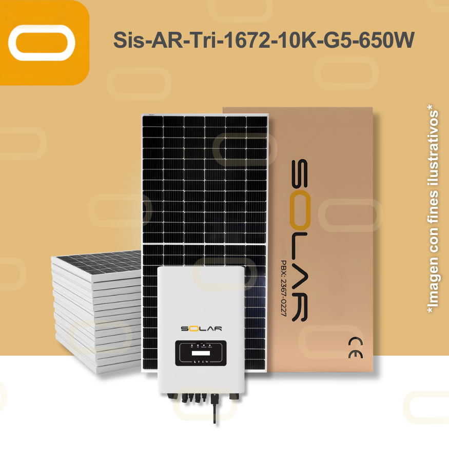 Sistema atado a la red Trifásico 1672 kWh al mes / 10K-G5-650W
