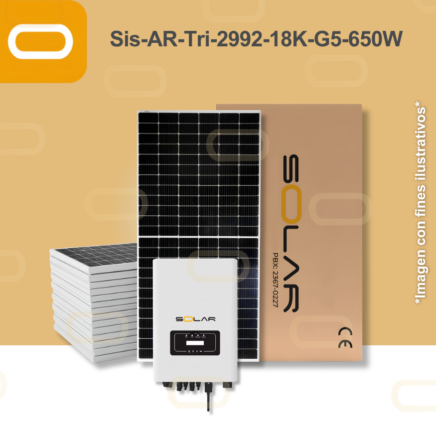 Sistema atado a la red Trifásico 2992 kWh al mes / 18K-G5-650W