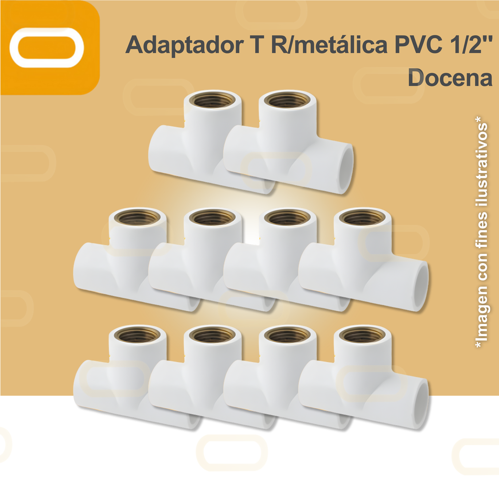 Adaptador T R/metálica PVC 1/2" Docena