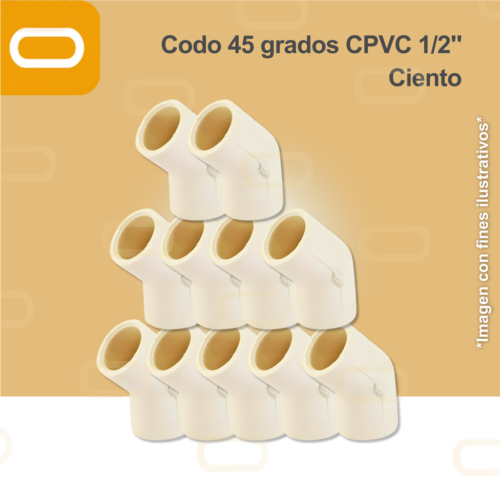Codo 45 grados CPVC 1/2" Ciento