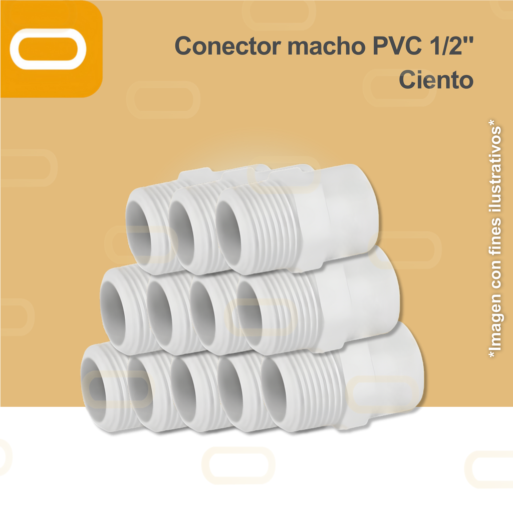 Conector macho PVC 1/2" - Ciento