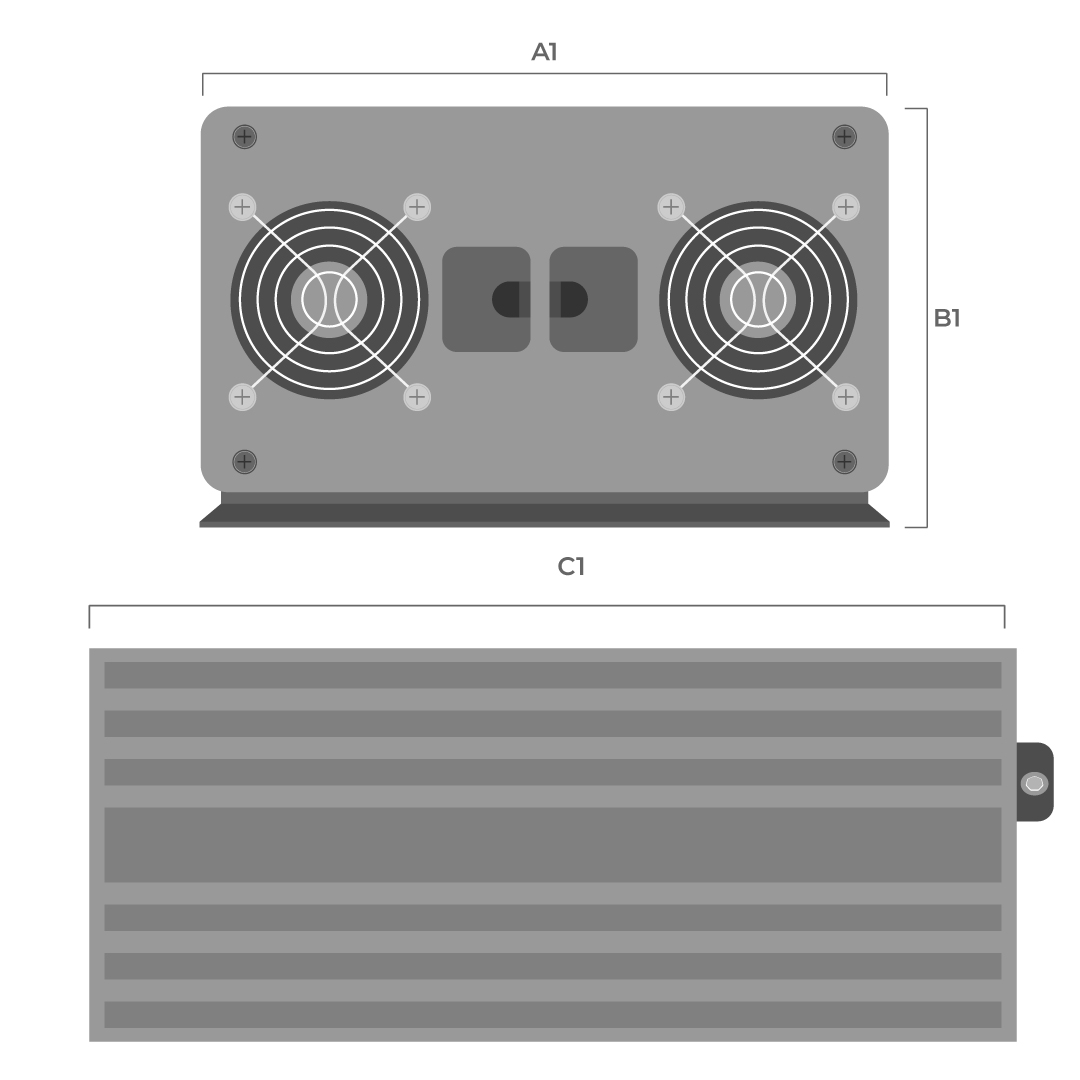 Dimensiones fisicas de Inversor Smart 3000W 24V