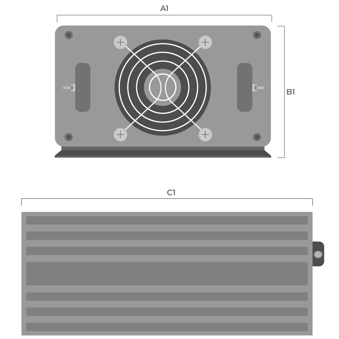 Dimensiones fisicas de Inversor Off Grid Pro 4000W 48V