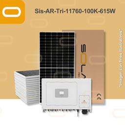 [Sis-AR-Tri-11760-100K-615W] Sistema atado a la red Trifásico 11760 kWh al mes / 100K-615W