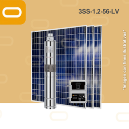 [Sis-25-004-LV-3SS-1.2-56-24-120-PP200W] Sistema Bomba Solar Sumergible 3SS-1.2-56-LV-200W