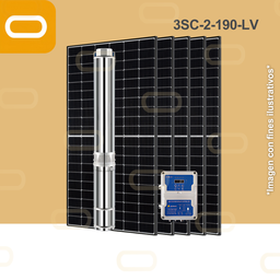 [Sis-25-016-LV-3SC-2-190-110-1100-PM615W] Sistema Bomba Solar Sumergible 3SC-2-190-LV-615W