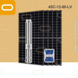 [Sis-25-063-LV-4SC-12-80-110-1300-PM615W] Sistema Bomba Solar Sumergible 4SC-12-80-LV-615W