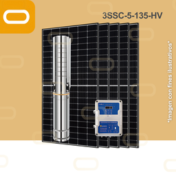 [Sis-25-094-HV-3SSC-5-135-180-1500-PM450W] Sistema Bomba Solar Sumergible 3SSC-5-135-HV-450W