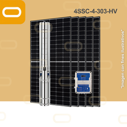 [Sis-25-107-HV-4SSC-4-303-280-2200-PM450W] Sistema Bomba Solar Sumergible 4SSC-4-303-HV-450W