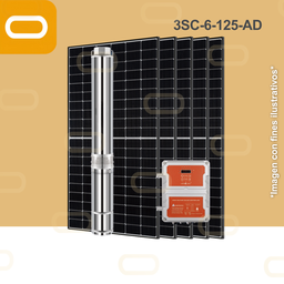 [Sis-25-155-AD-3SC-6-125-180-1500-PM450W] Sistema Bomba Solar Sumergible 3SC-6-125-AD-450W