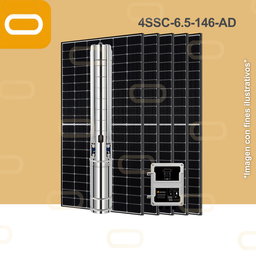 [Sis-25-233-AD-4SSC-6.5-146-170-1300-PM615W] Sistema Bomba Solar Sumergible 4SSC-6.5-146-AD-615W