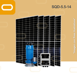 [Sis-22-294-SQD-5.5-14-300-54-PM450W] Sistema Bomba Solar Sumergible de caudal SQD-5.5-14-450W
