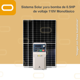 [Sis-25-001-CNT-M-SU100D-1S-0.40G-PM650W] Sistema Solar para Bomba Eléctrica con VDF de 0.5HP de voltaje 110V Monofásico